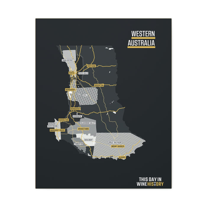 Western Australia Canvas Gallery Wraps | Shop Maps and Posters | This Day in Wine History