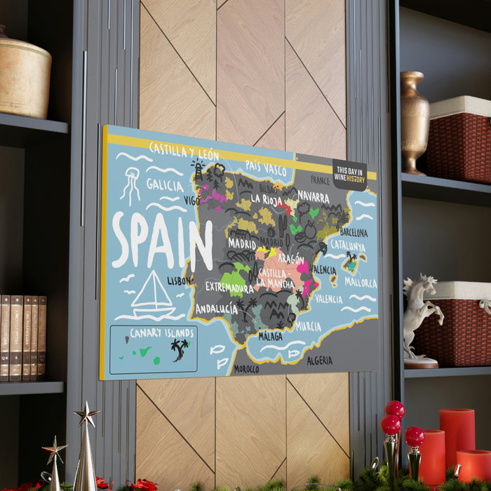Spain Canvas Gallery Wraps | Shop Maps and Posters | This Day in Wine History