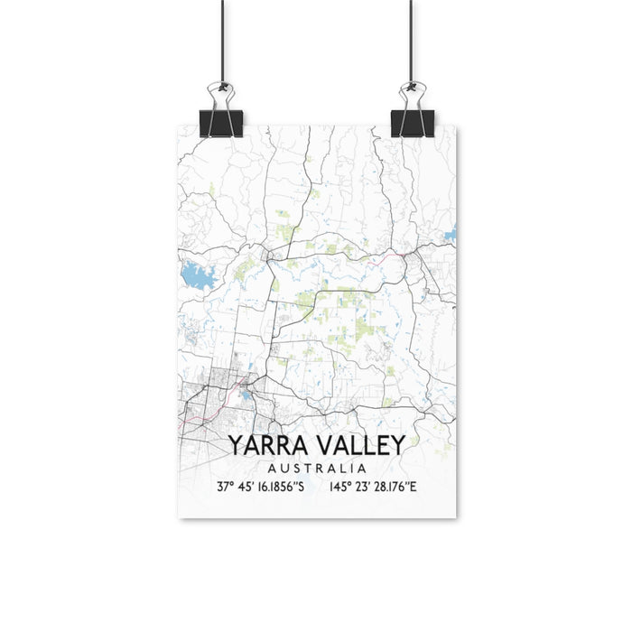 Detailed Yarra Valley, Australia Wine Map Poster with Geographical Terrain Imagery