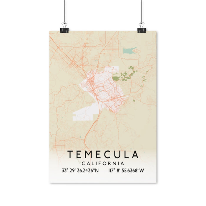 Temecula, California Retro Map Posters