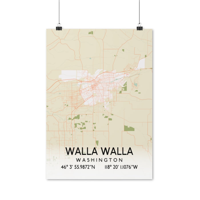 Walla Walla, Washington Retro Map Posters