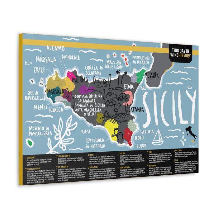 Sicily Canvas Gallery Wraps | Shop Maps and Posters | This Day in Wine History