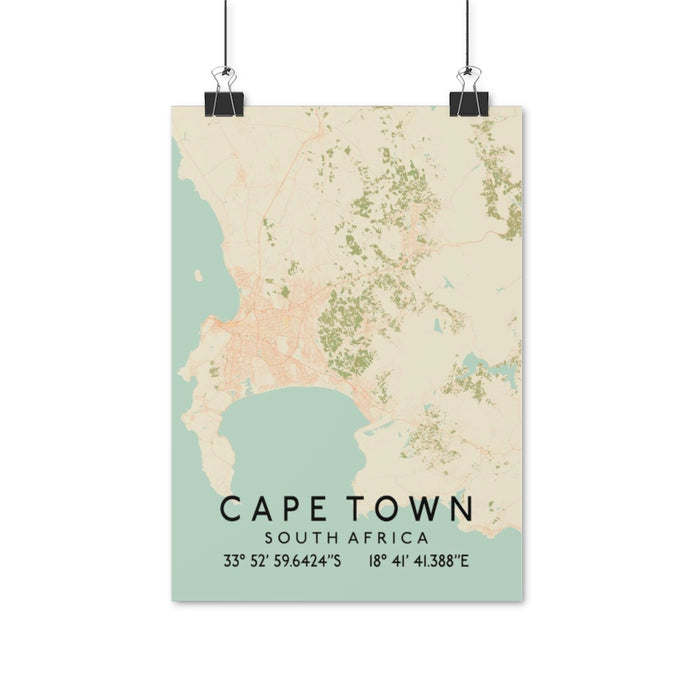 Cape Town, South Africa Retro Map Posters