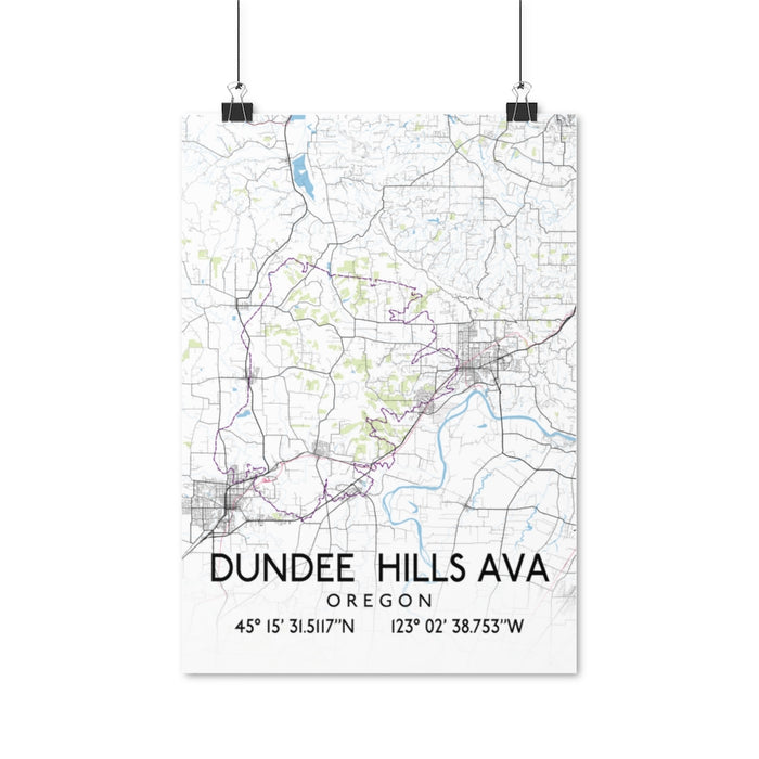 Dundee Hills Ava, Oregon Map Posters