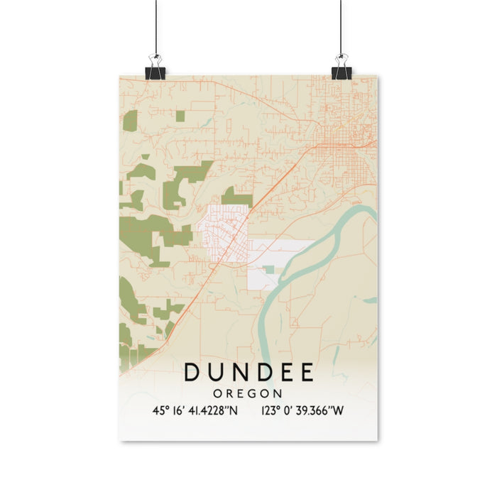 Dundee, Oregon Retro Map Posters
