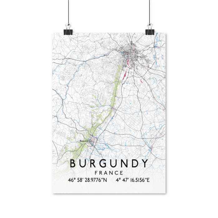Area Between Beaune and Dijon (Burgundy), France Map Posters