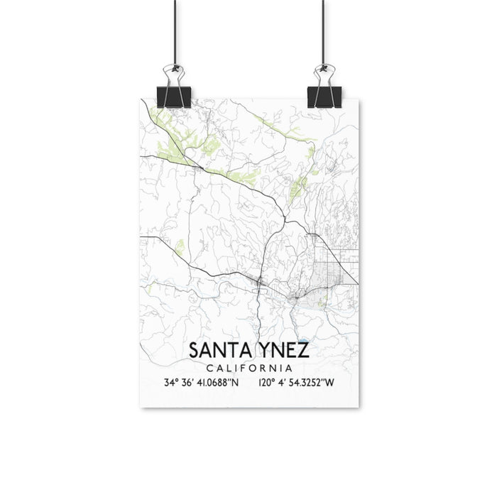 Santa Ynez, California Map Posters