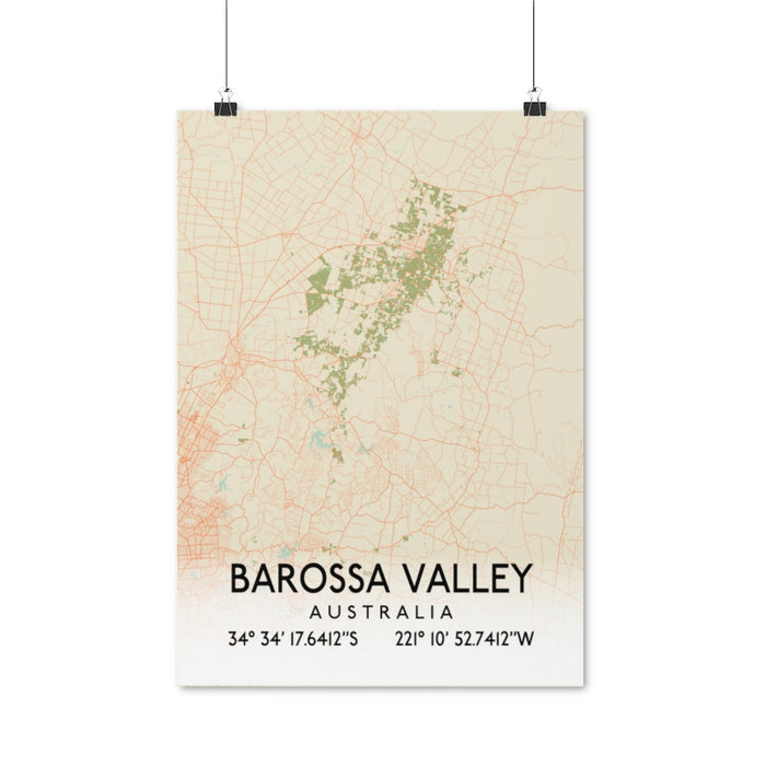 Barossa Valley, Australia Retro Map Posters