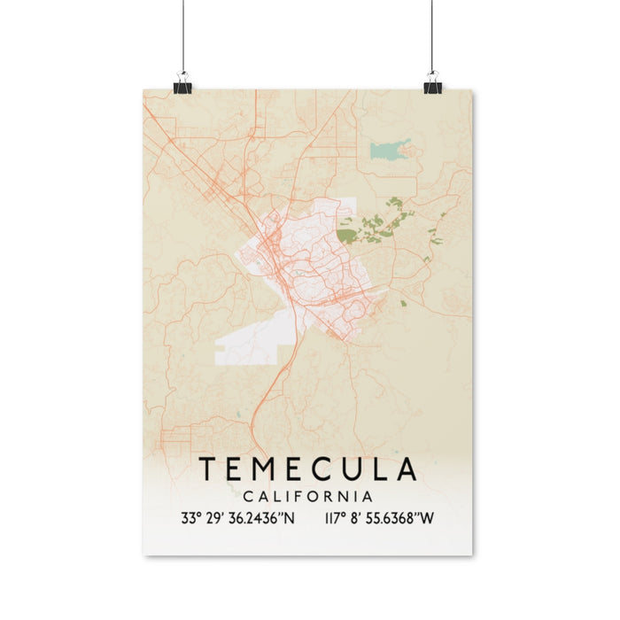 Temecula, California Retro Map Posters