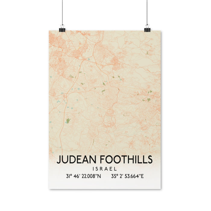 Judean Foothills, Israel Retro Map Posters