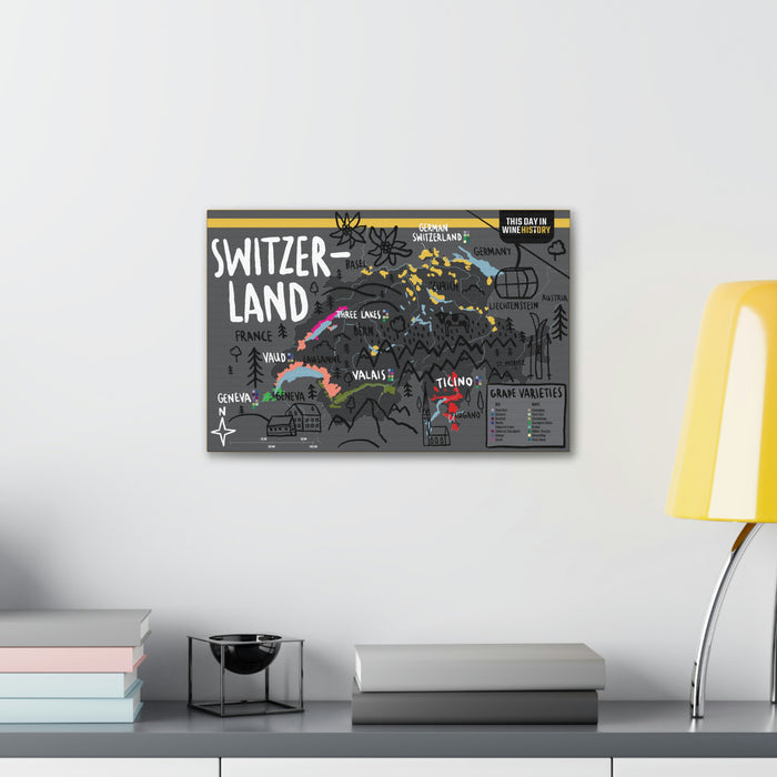 Switzerland Canvas Gallery Wraps | Shop Maps and Posters | This Day in Wine History