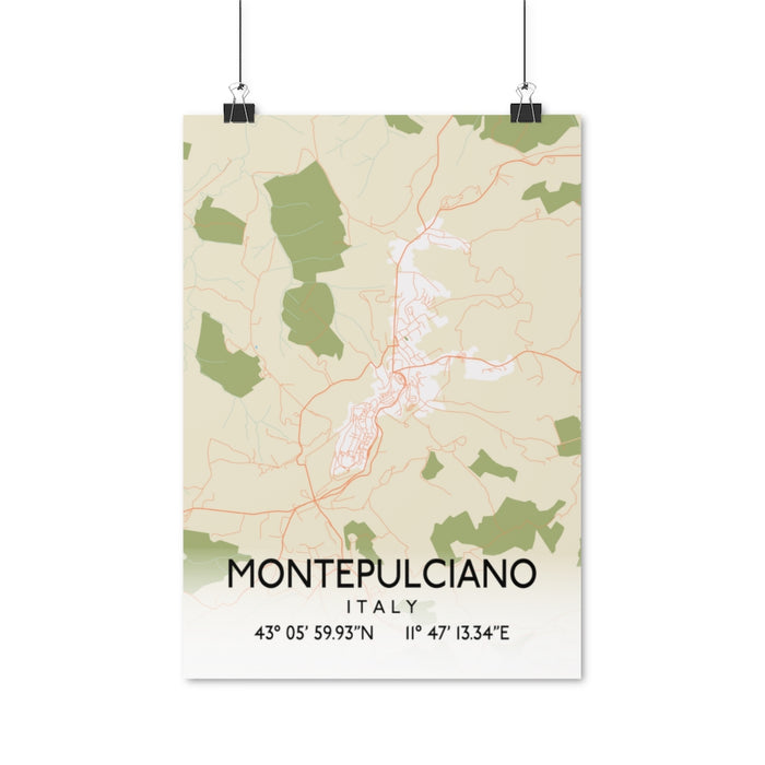 Montepulciano, Italy Retro Map Posters