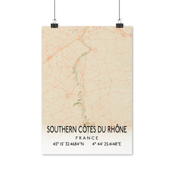 Southern Cotes DU Rhone, France Retro Map Posters