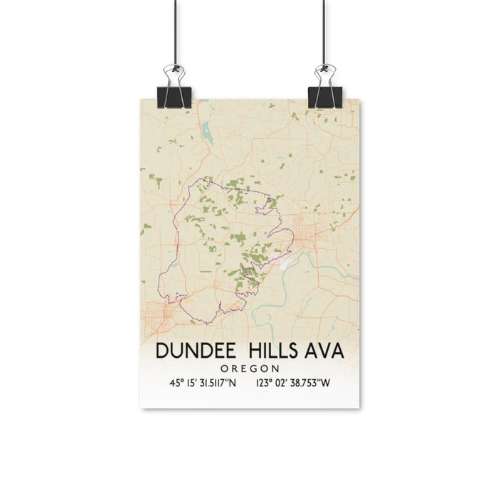 Dundee Hills Ava, Oregon Retro Map Posters