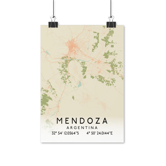 Mendoza, Argentina Retro Map Posters