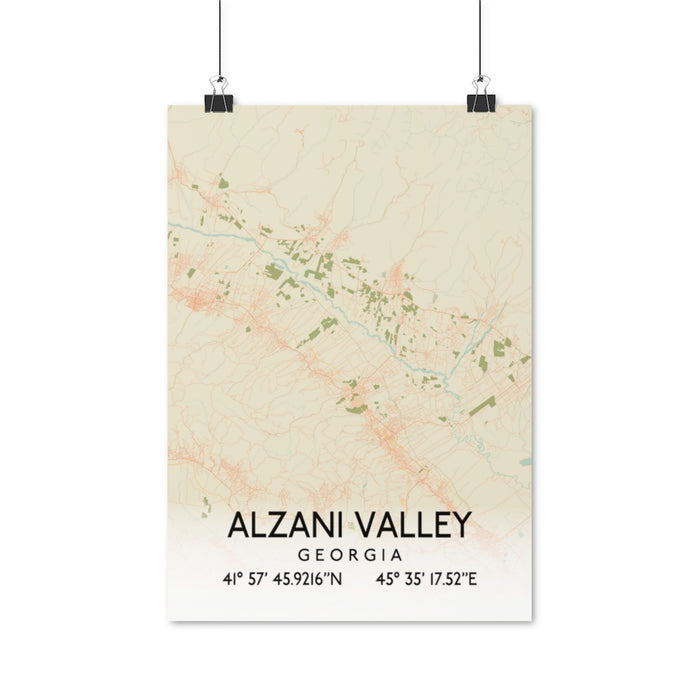 Alzani Valley, Georgia Retro Map Posters