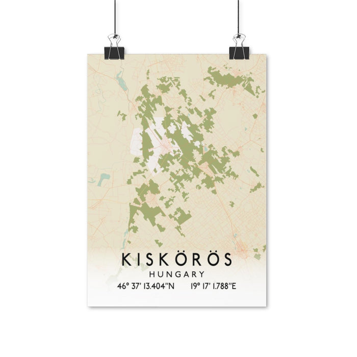 Kiskoros, Hungary Retro Map Posters