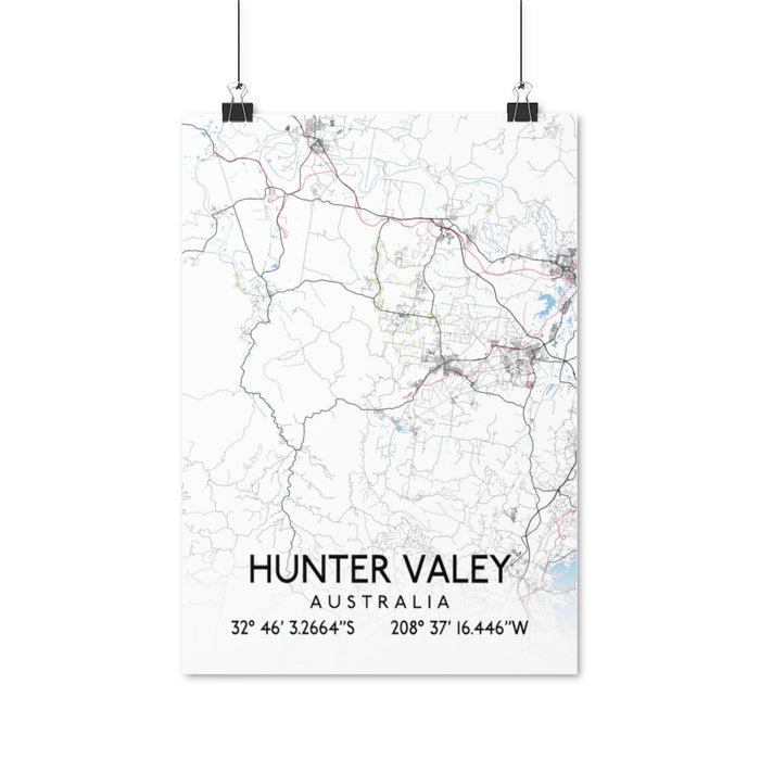 Hunter Valey, Australia Map Posters