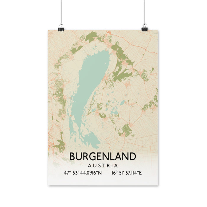 Burgenland, Austria Retro Map Posters