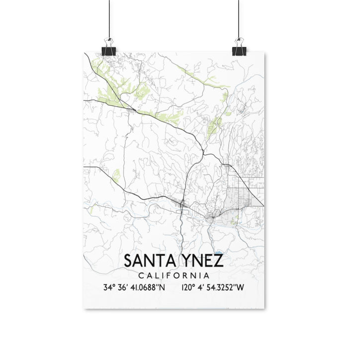 Santa Ynez, California Map Posters