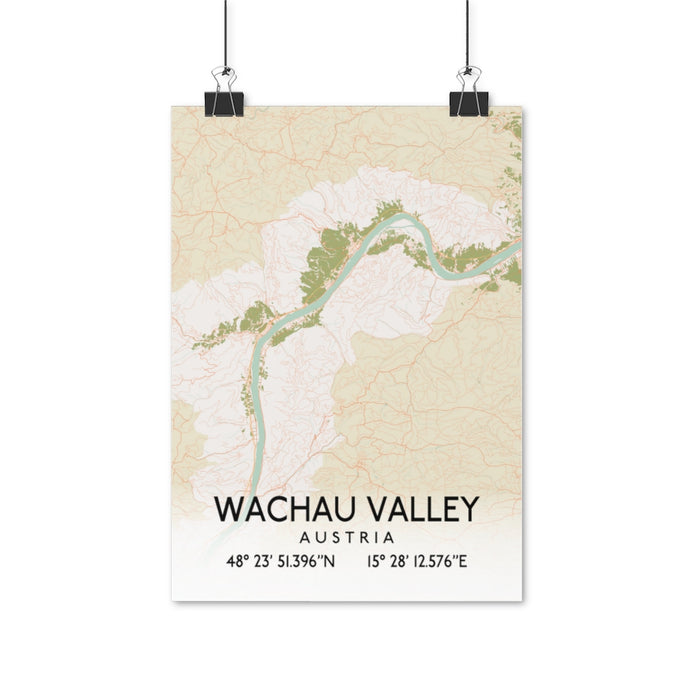 Wachau Valley, Austria Retro Map Posters