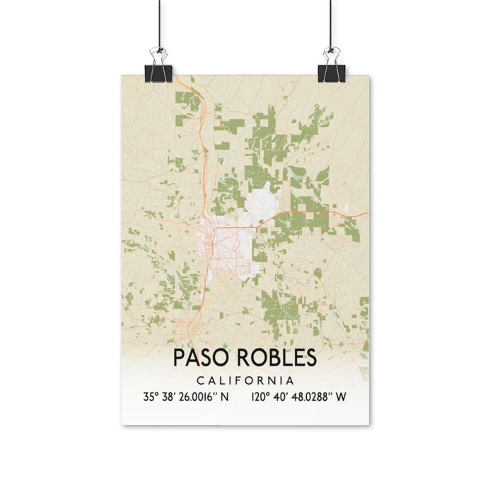 Paso Robles, California Retro Map Posters