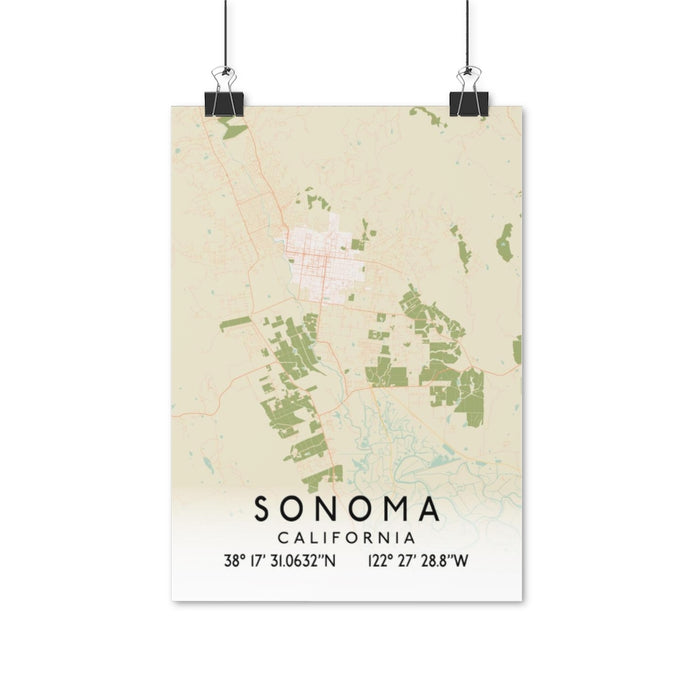 Sonoma, California Retro Map Posters