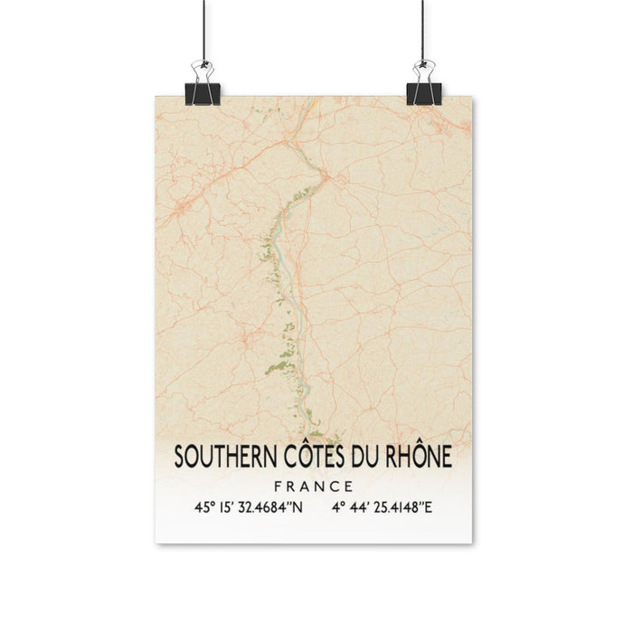 Southern Cotes DU Rhone, France Retro Map Posters