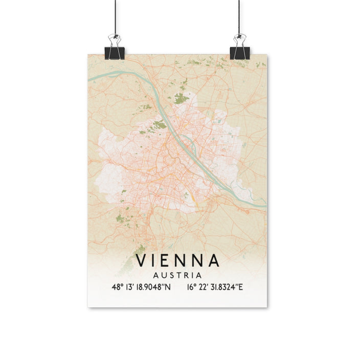 Vienna, Austria Retro Map Posters