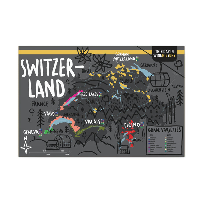 Switzerland Canvas Gallery Wraps | Shop Maps and Posters | This Day in Wine History