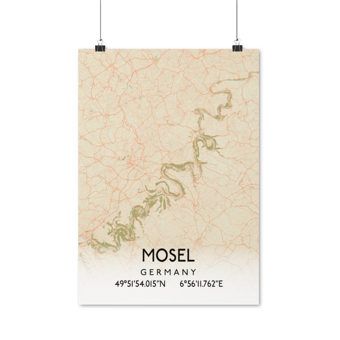 Mosel, Germany Retro Map Posters