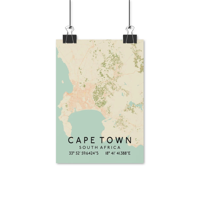 Cape Town, South Africa Retro Map Posters