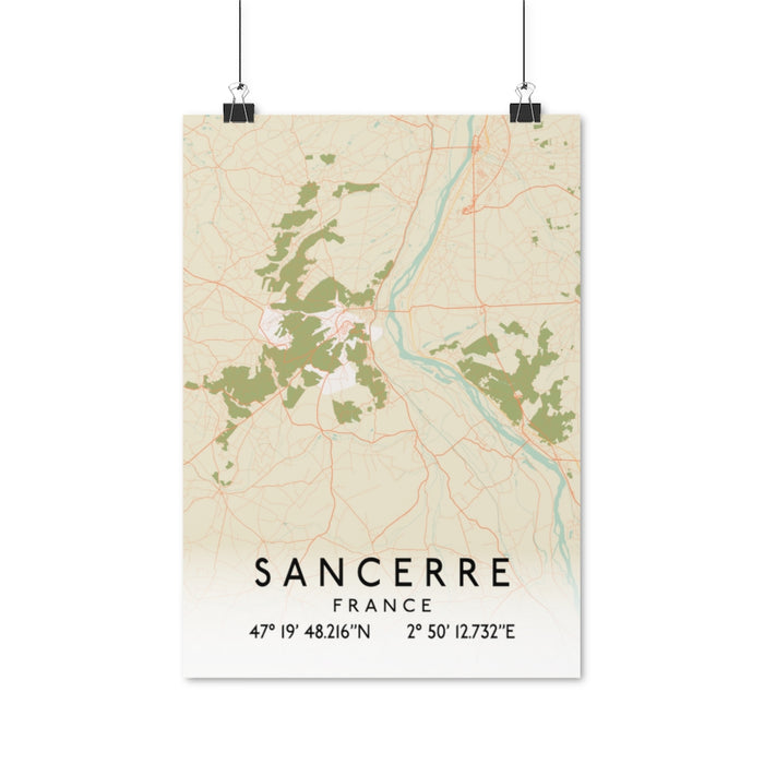 Sancerre, France Retro Map Posters