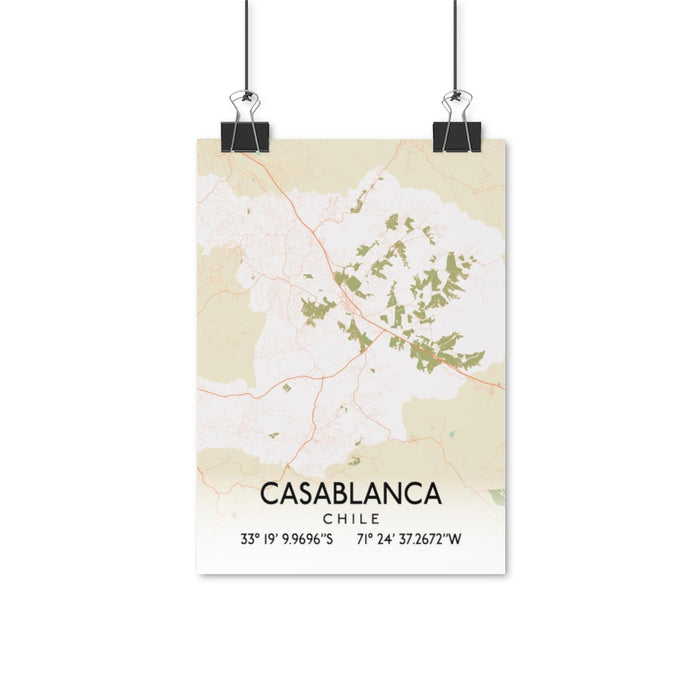 Casablanca, Chile Retro Map Posters
