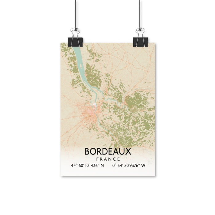 Bordeaux, France Retro Map Posters