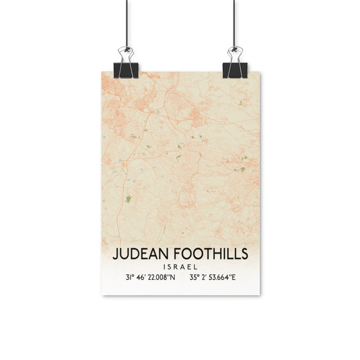 Judean Foothills, Israel Retro Map Posters