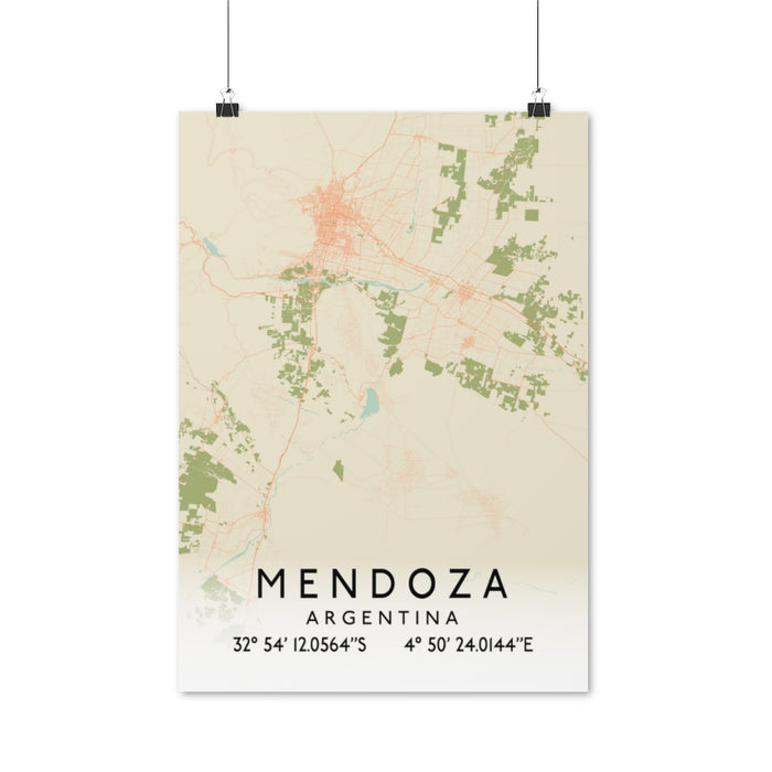 Mendoza, Argentina Retro Map Posters