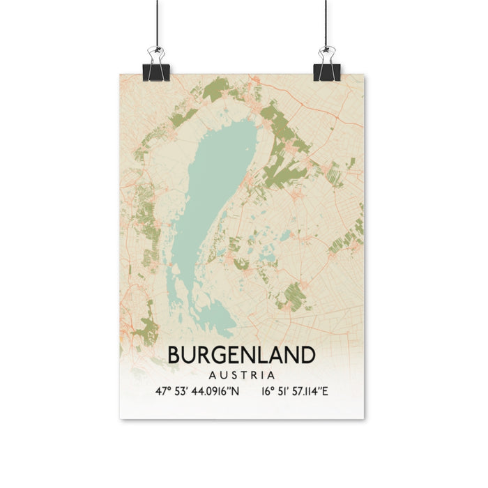 Burgenland, Austria Retro Map Posters