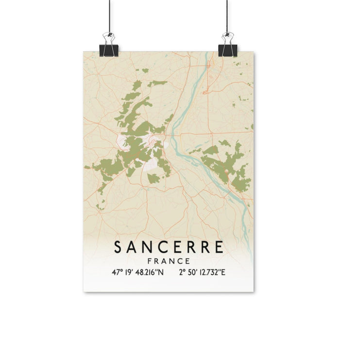 Sancerre, France Retro Map Posters