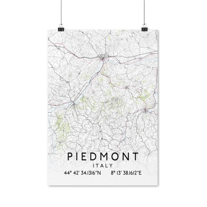 Piedmont, Italy Map Posters
