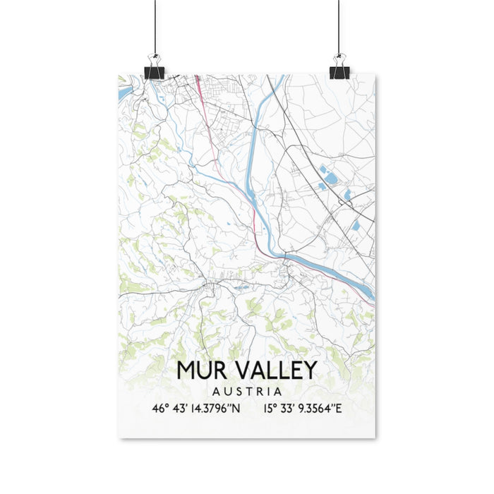 Mur Valley, Austria Map Posters